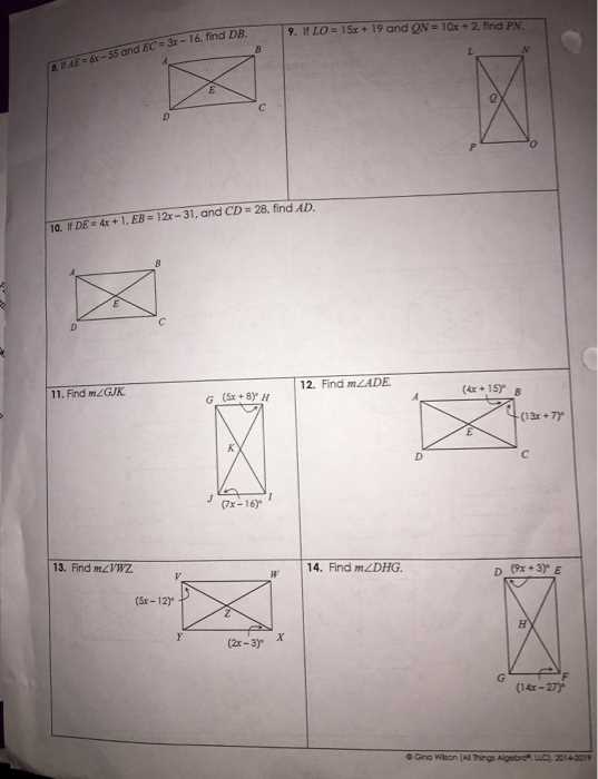 Rhombi and Squares Worksheet Answers