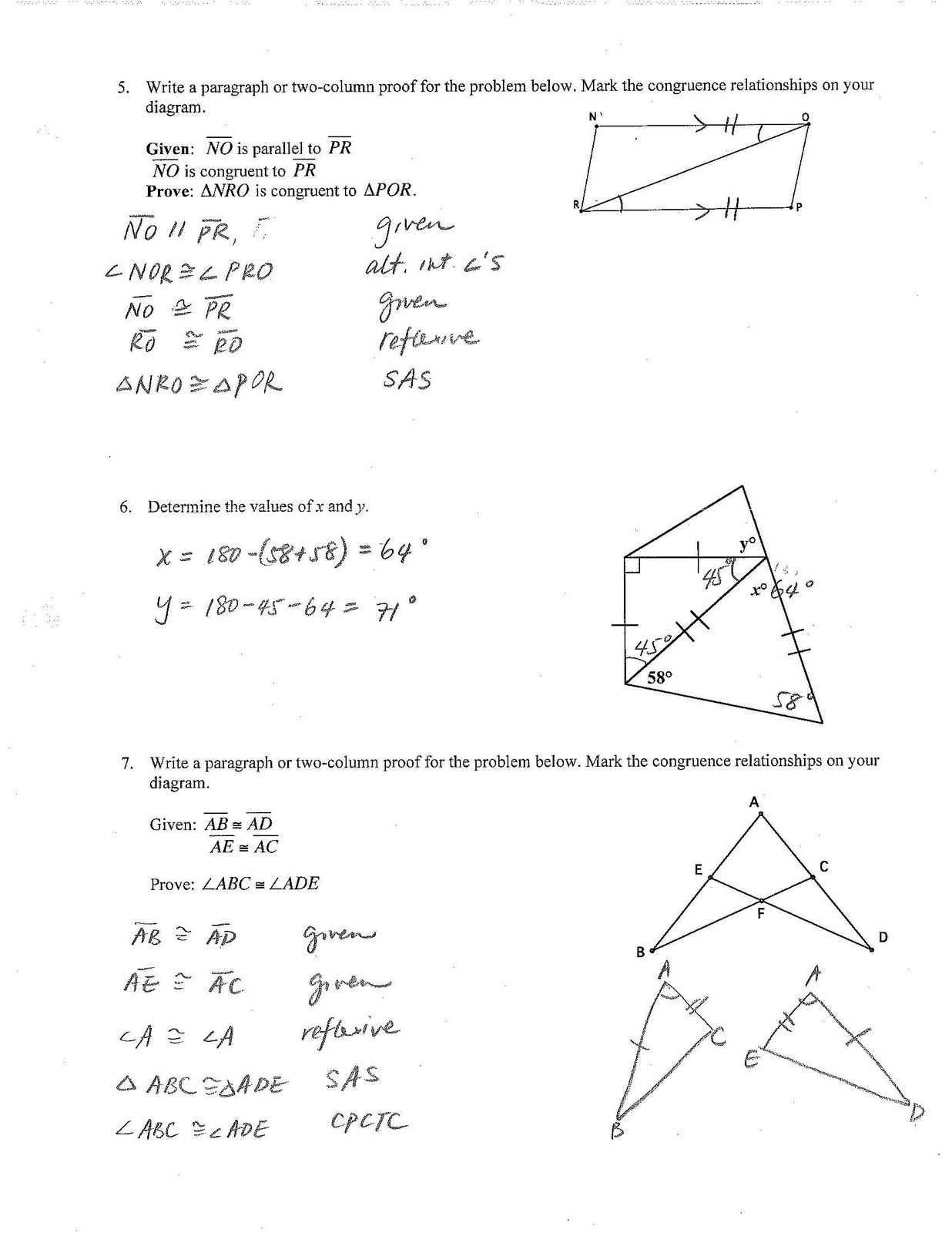 Geometry chapter 6 quadrilaterals test answers