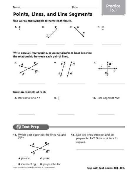 Naming Points, Lines, and Planes Practice Answer Key
