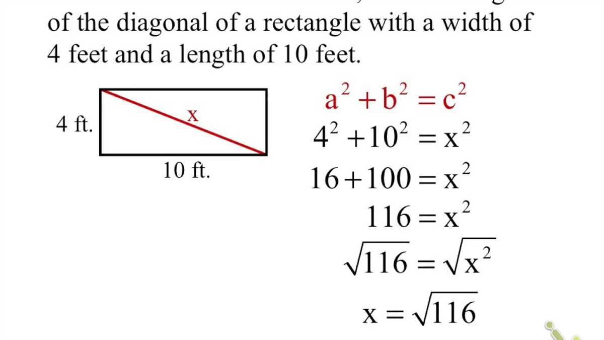 2. Determine if a triangle is a right triangle: