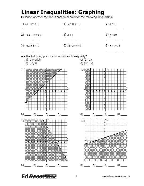 Answer Key for a Systems of Inequalities Coloring Activity