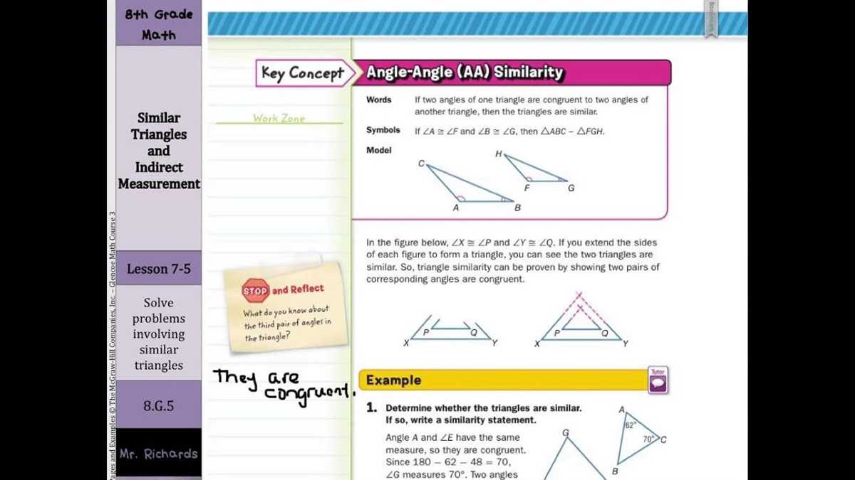 7 3 similar triangles answer key