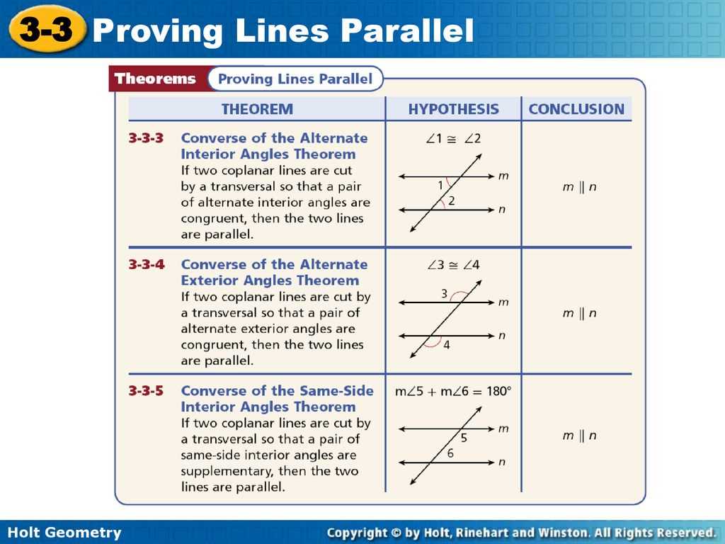 Proving Lines are Parallel: Answer Key