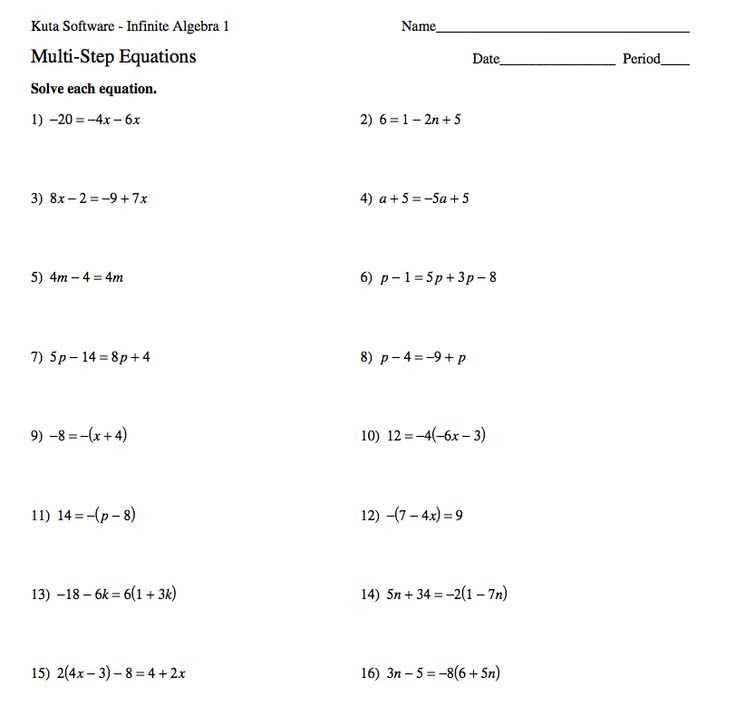 Lesson 5 Skills Practice: More Two-Step Equations Answer Key