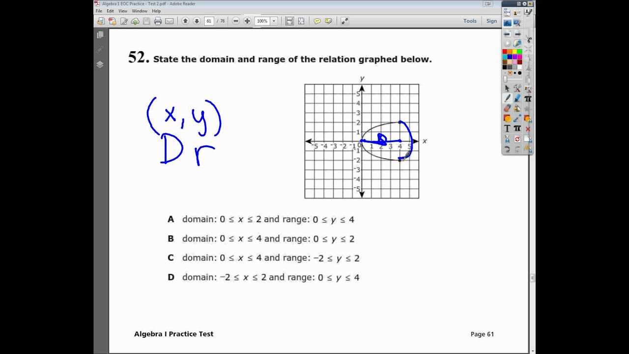 Algebra 1 final exam practice test with answer key