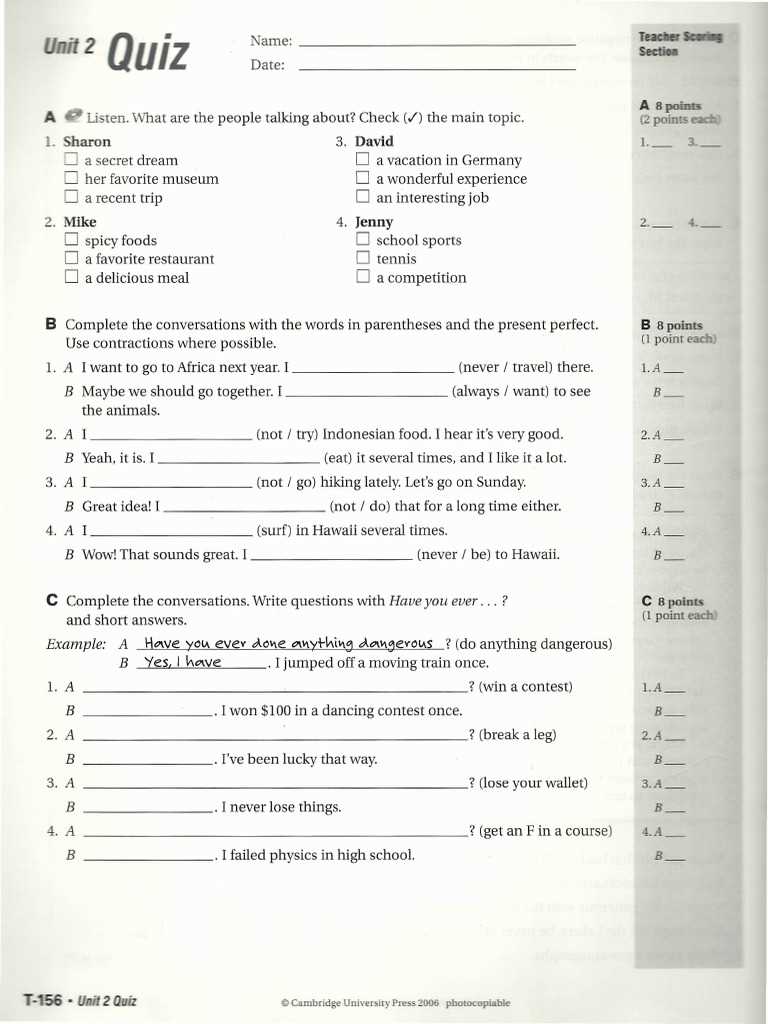 Algebra 2 unit 3 test answer key