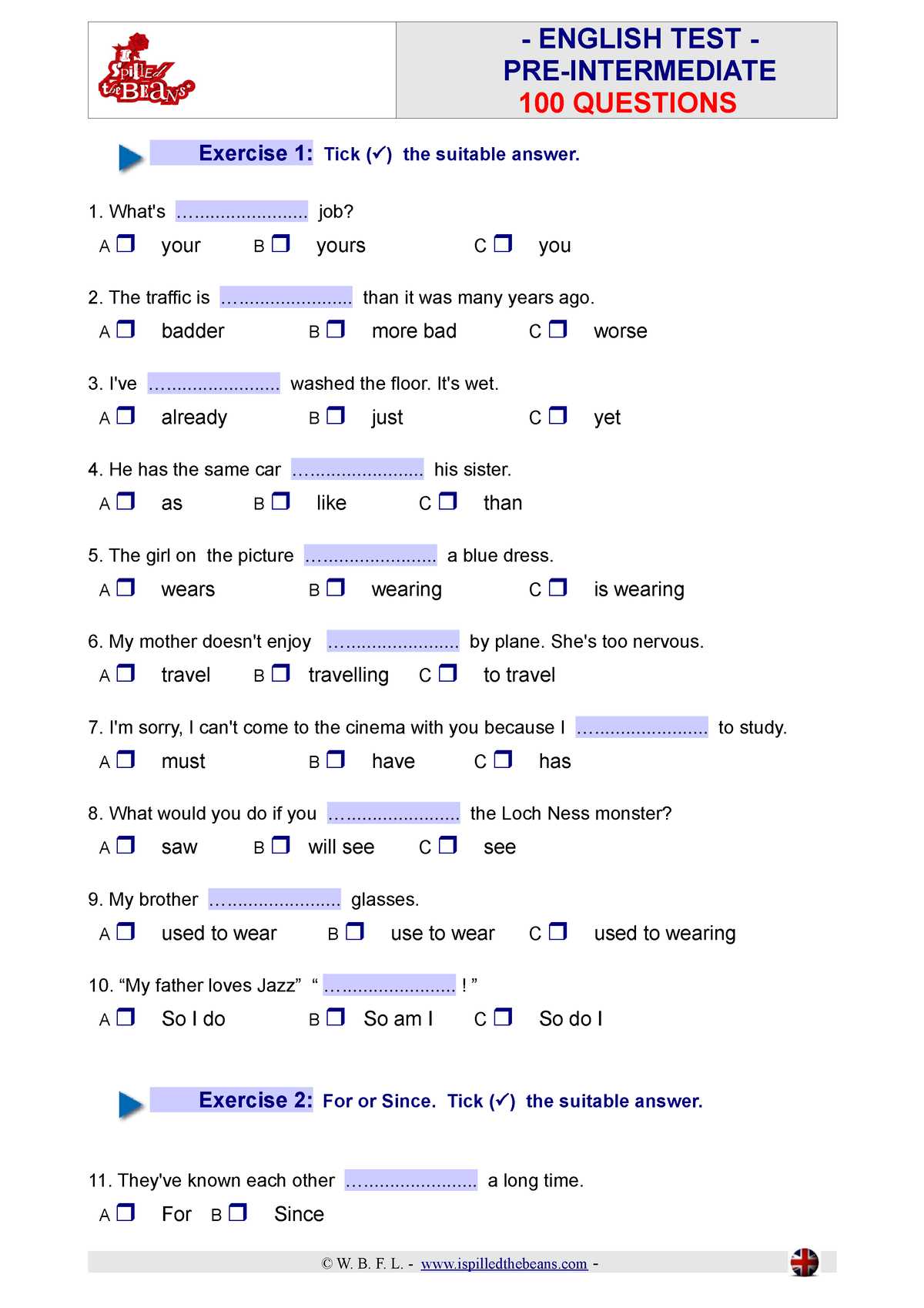 English test and answers