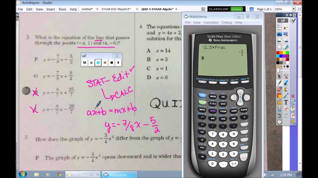 Florida algebra eoc practice test with answers