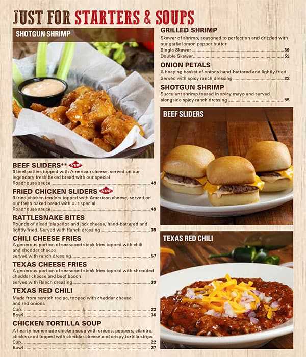 Texas roadhouse menu test answer key