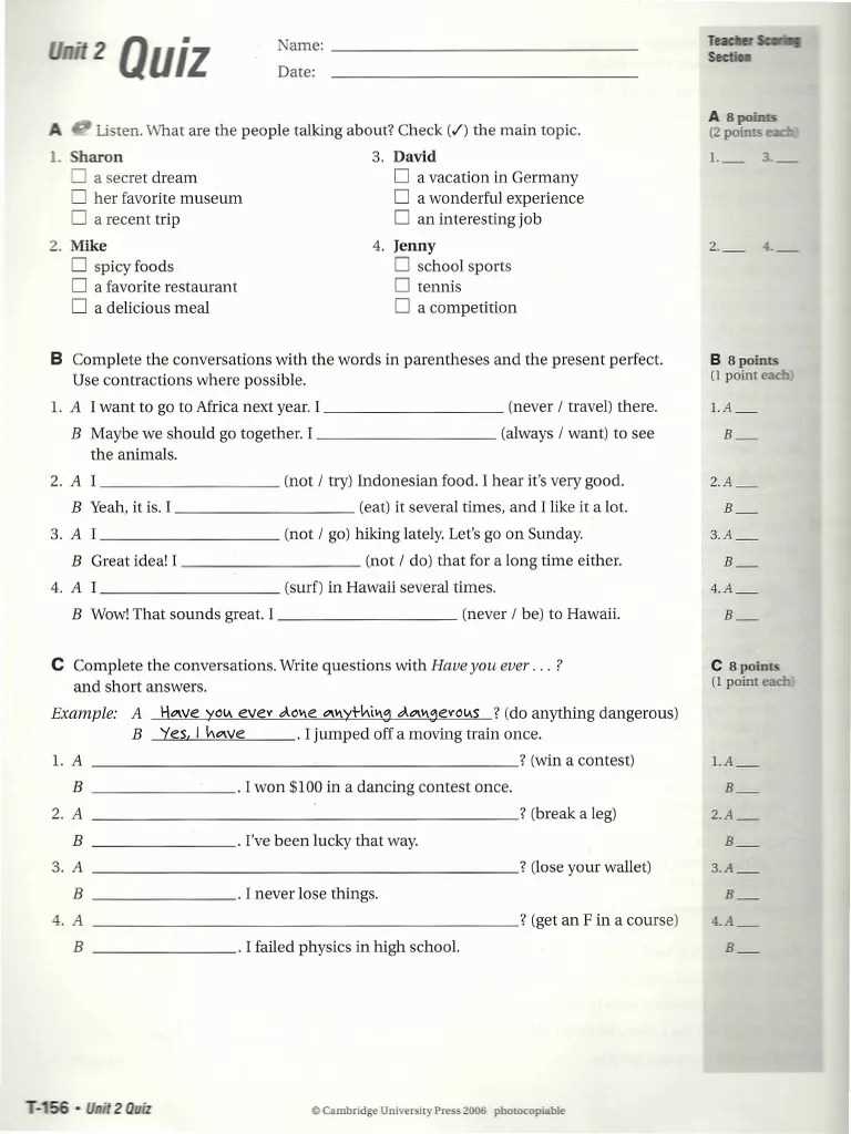 Algebra 2 unit 1 test answer key