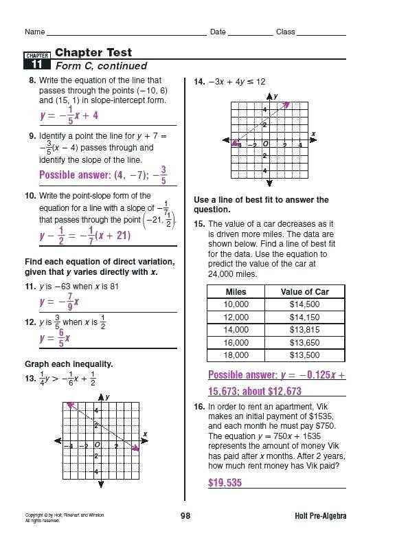 Ap statistics chapter 11 test answer key