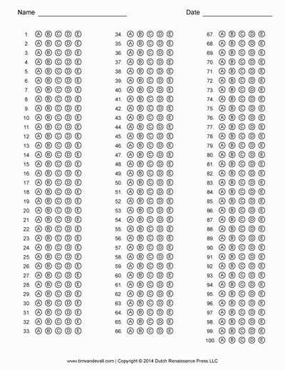 Ap test answer sheet