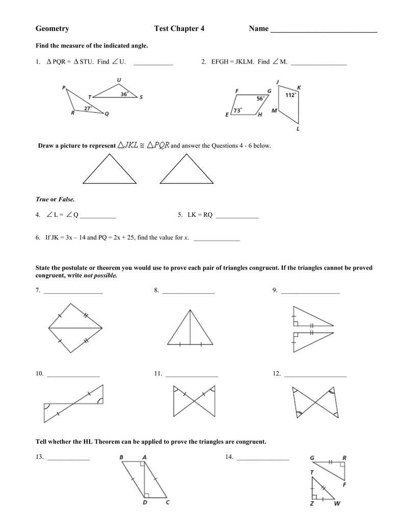 Chapter 11 test geometry answers