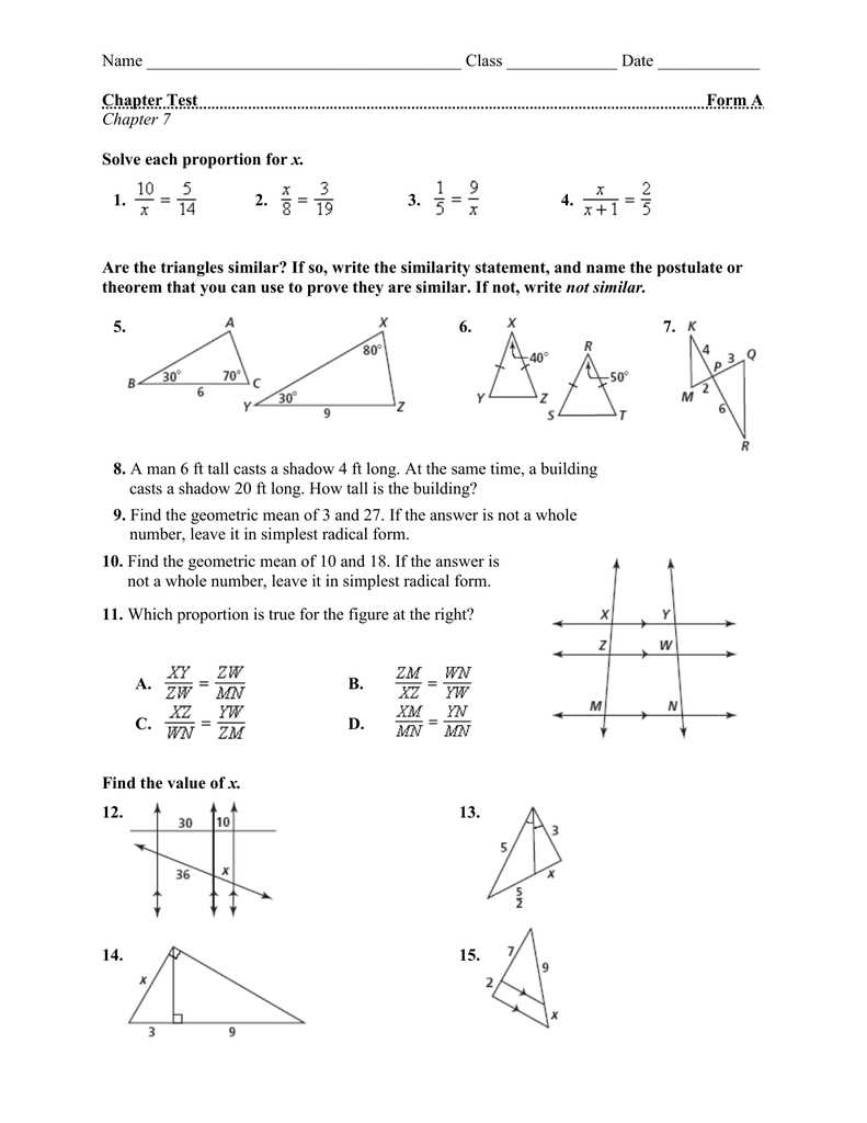 Chapter 3 test a geometry answers