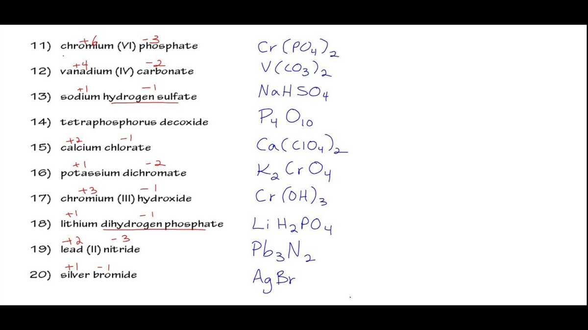 Chapter 6 chemical names and formulas practice problems answer key