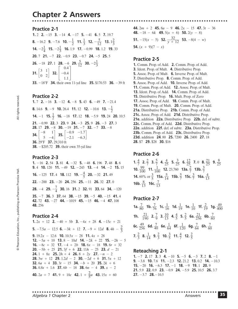 Chapter 2 test algebra 2 answers