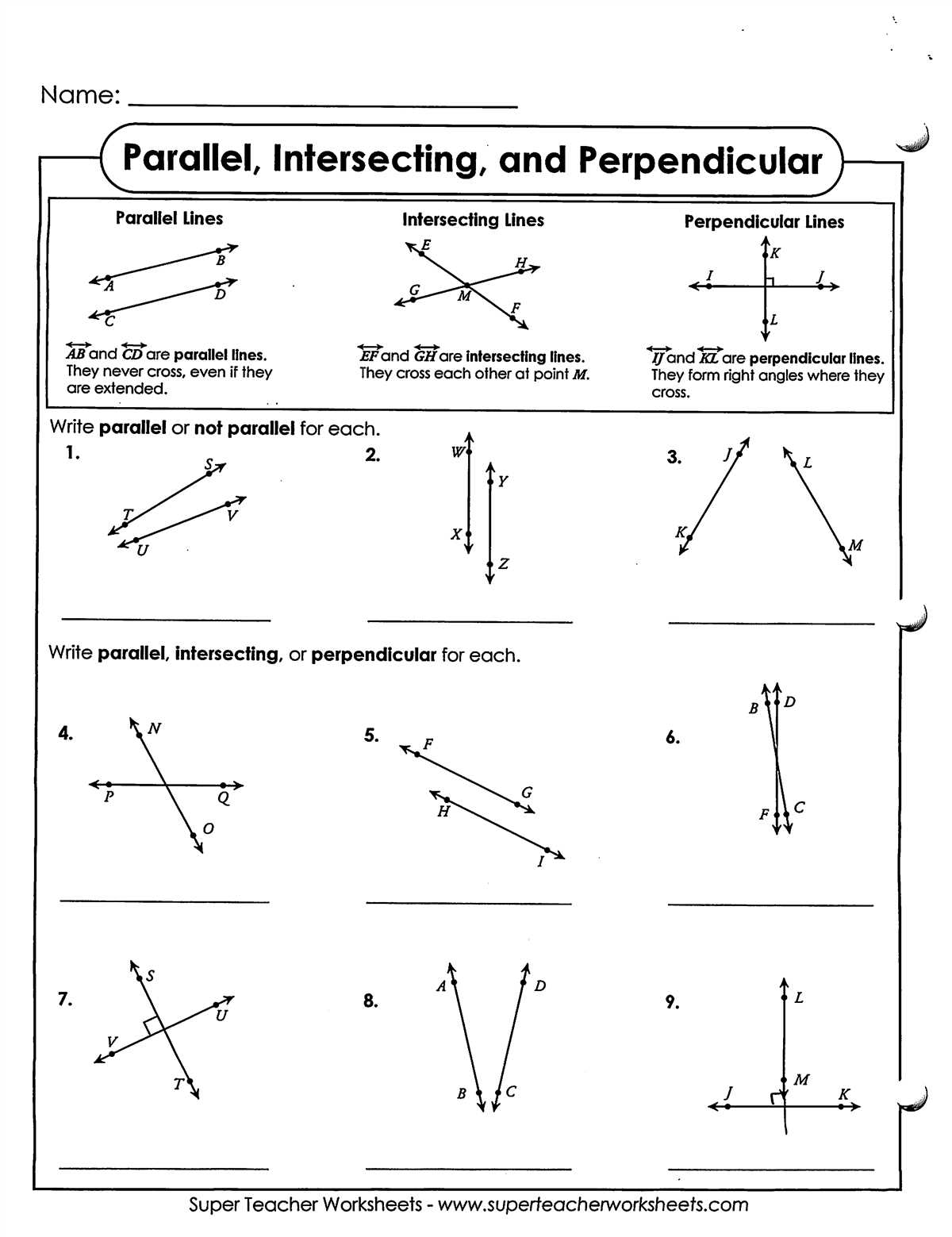 Chapter 3 parallel and perpendicular lines answers
