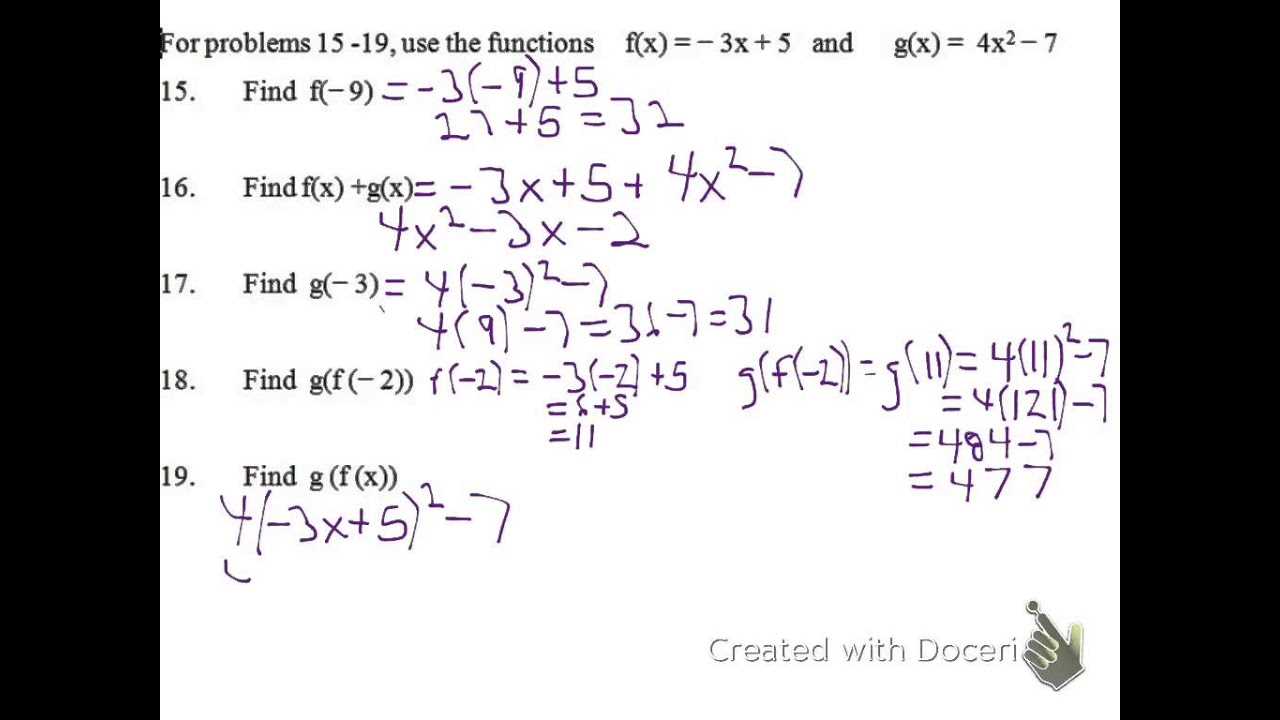 Algebra 2 semester 1 final exam review answer key