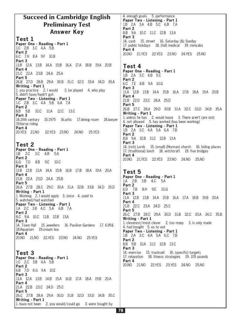 Fast test answer key