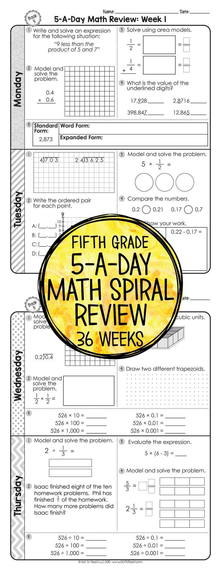 What is the 5-a-day Math Review Answer Key?