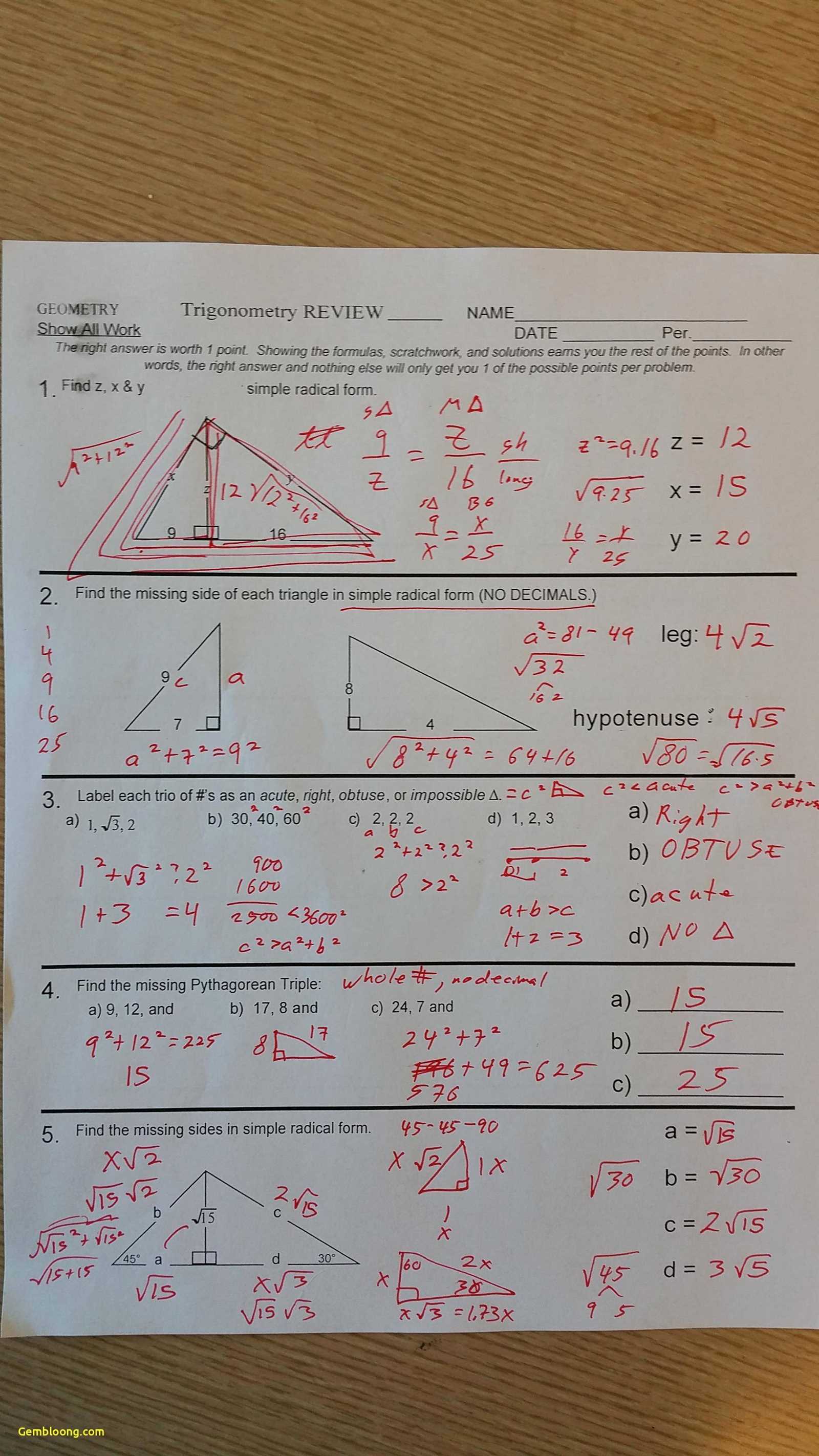 Geometry chapter 7 test answers