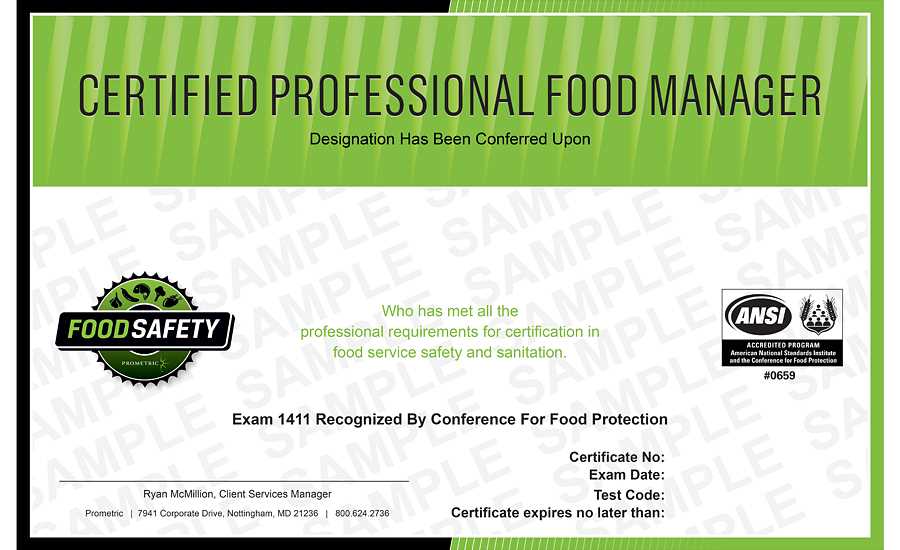 Food manager certification exam answers