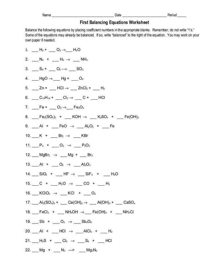 Gizmo balancing chemical equations answer key