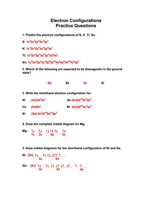 Understanding Electron Configurations: A Practice Worksheet