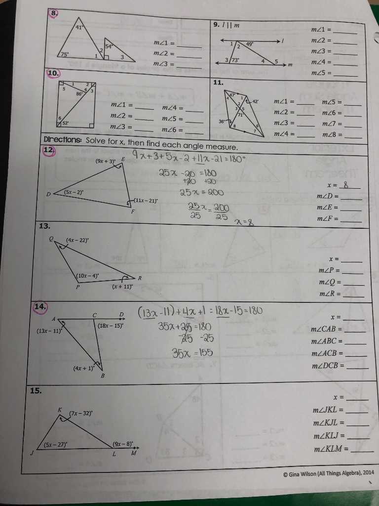 Gina wilson all things algebra 2014 similar triangles answers