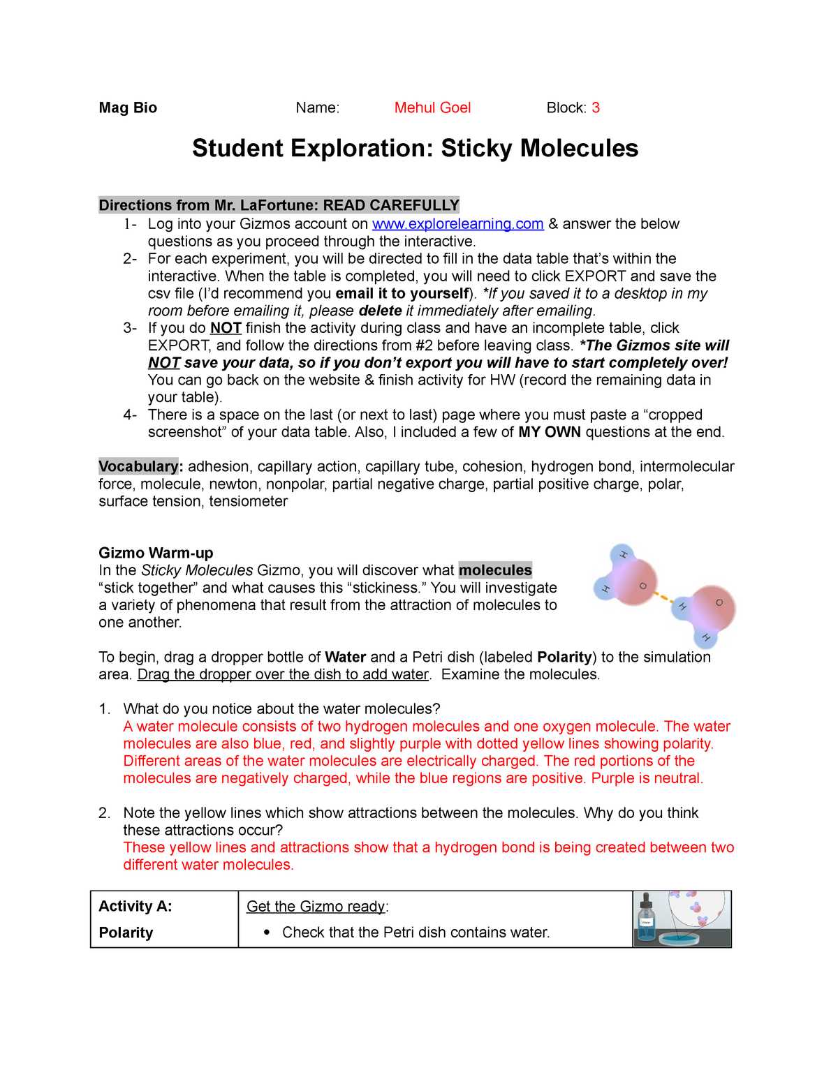 Gizmos student exploration answer key