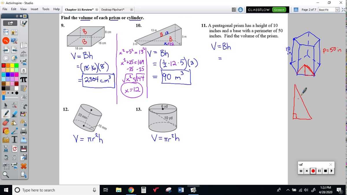 Lesson 11.3 Practice A Geometry Answers