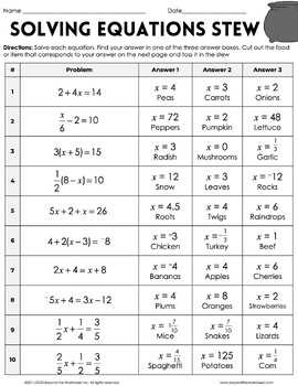 Accessible Literal Equations Coloring Activity Answers