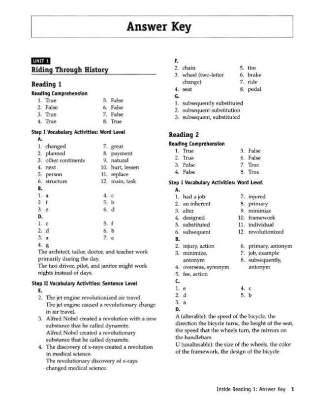 Answer key nonfiction reading test answers