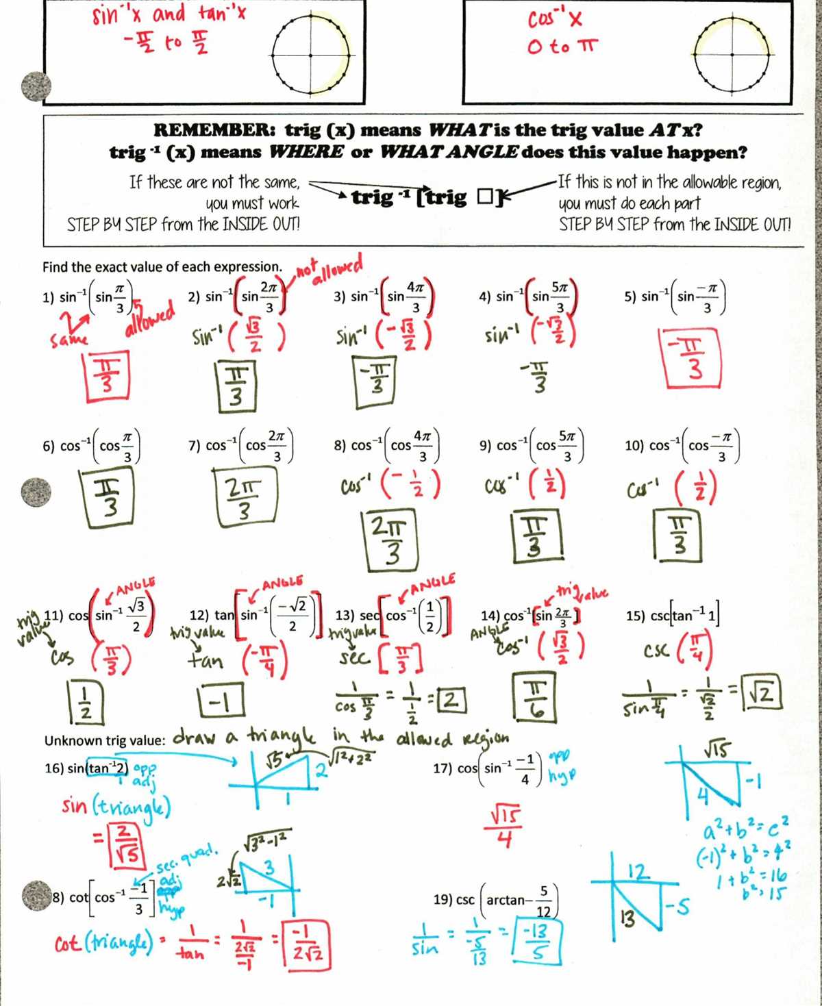 Tips and Tricks for Math 3 Unit 3 Worksheet 1