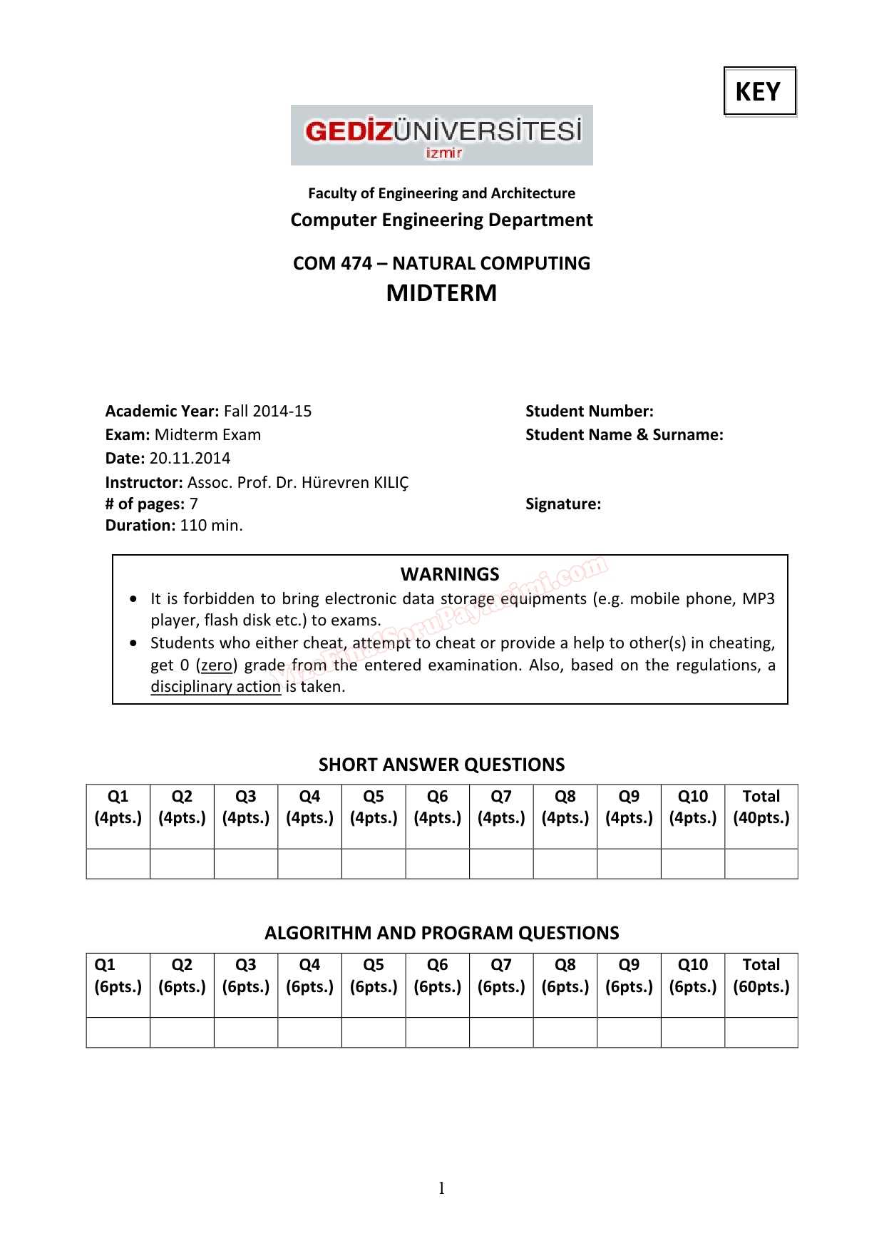 Midterm exam answers