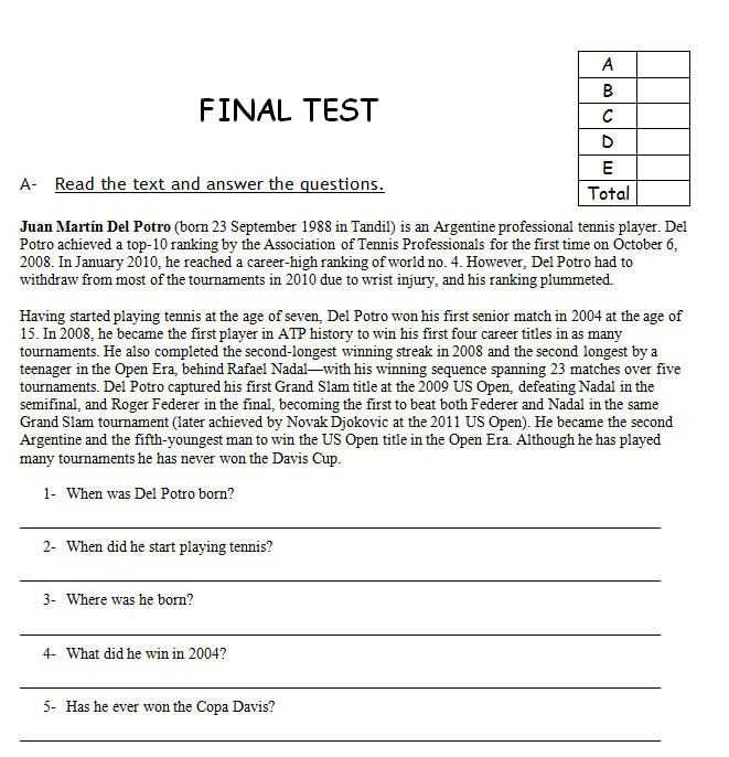 Test results read theory answers