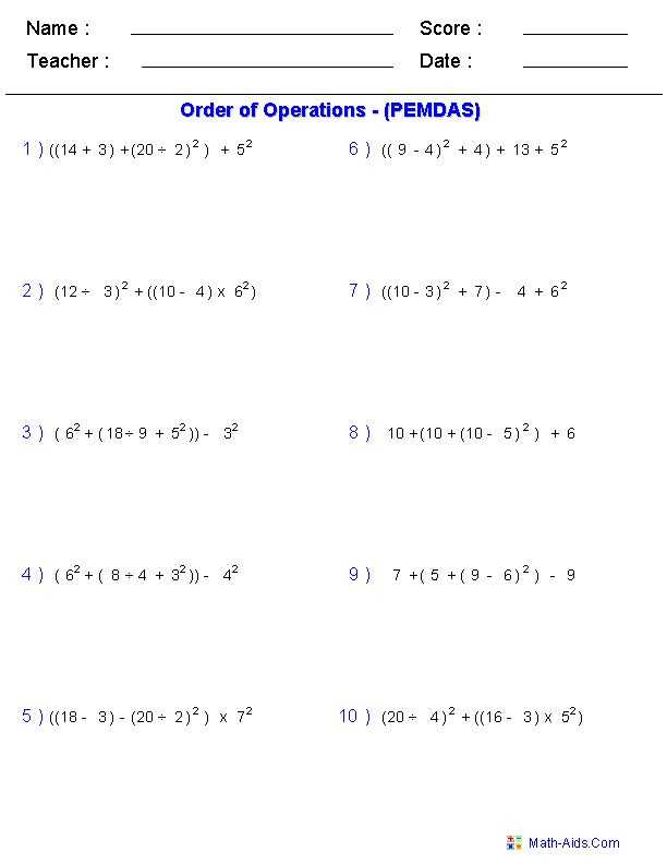 Common Mistakes in Order of Operations