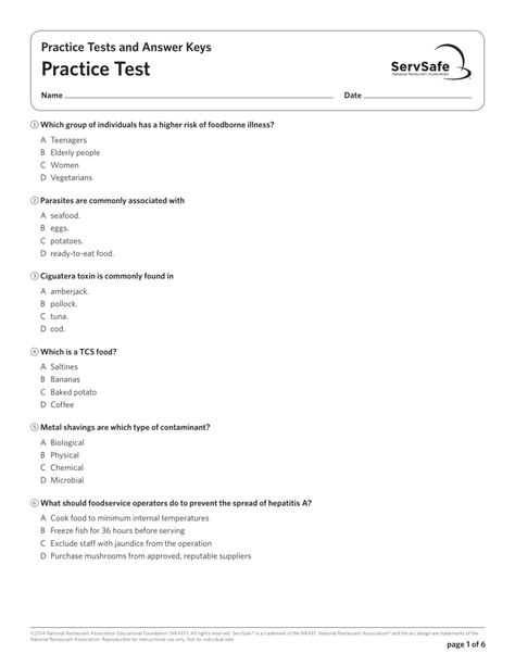 Servsafe test answers