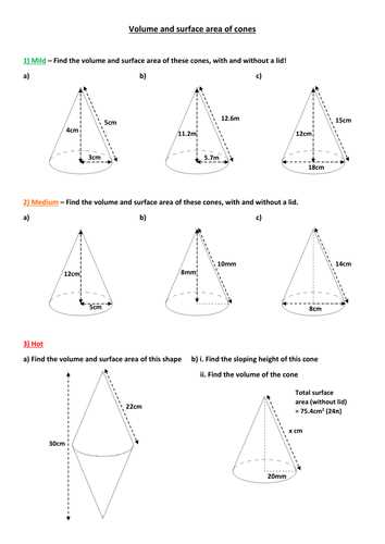 Surface area formula for cones