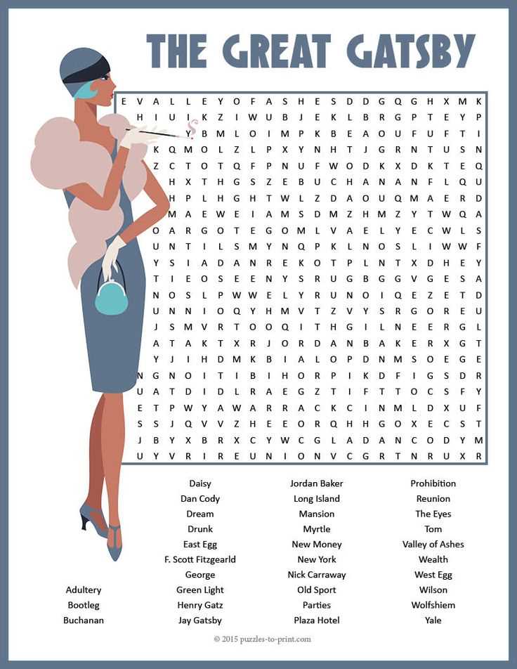 The Great Gatsby Crossword 1 Answer Key