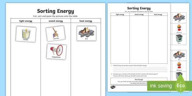 Identifying forms of energy worksheet answer key