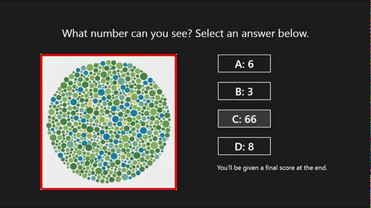 Colour blindness test with answers