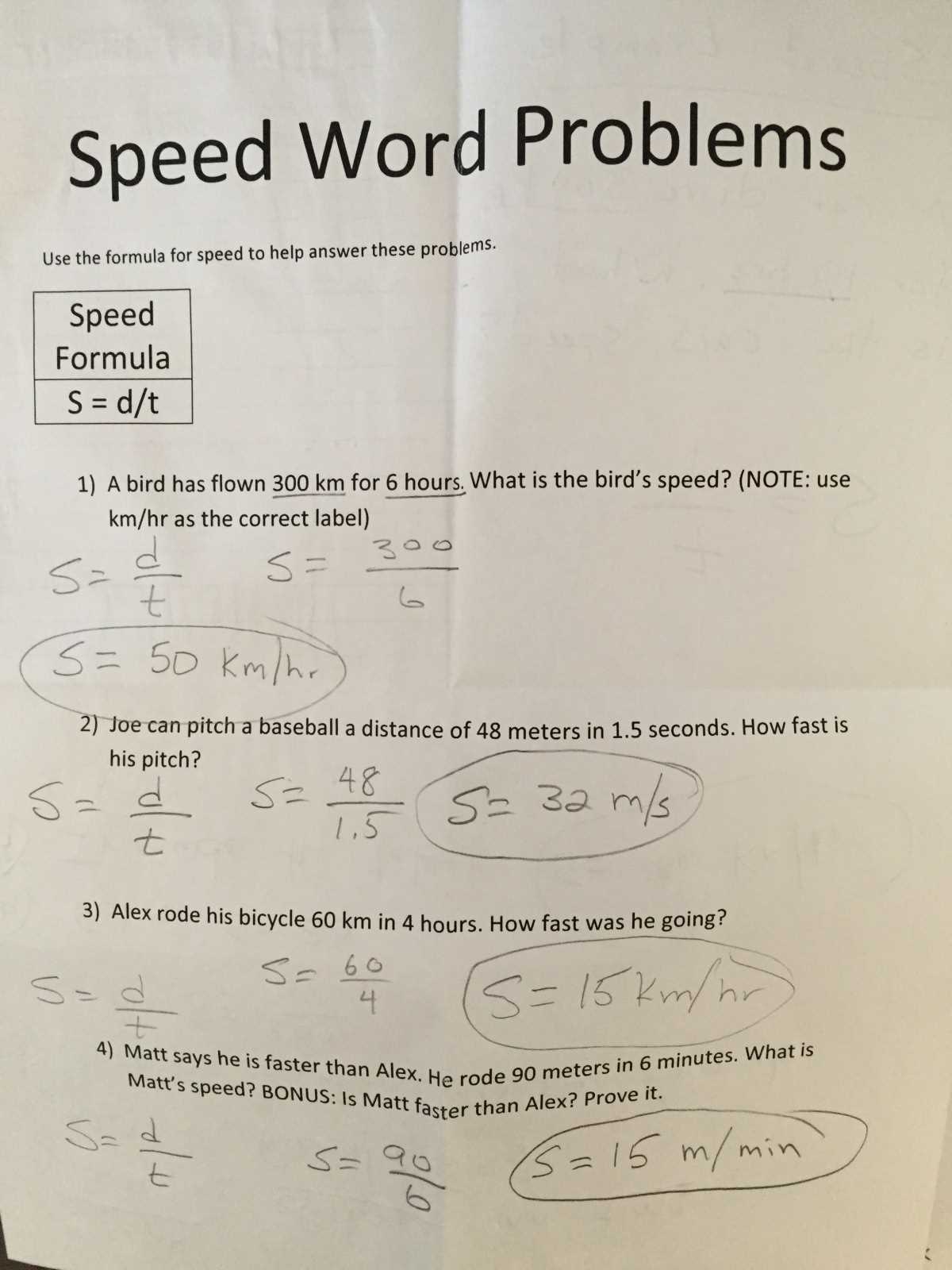 Velocity practice problems worksheet answers