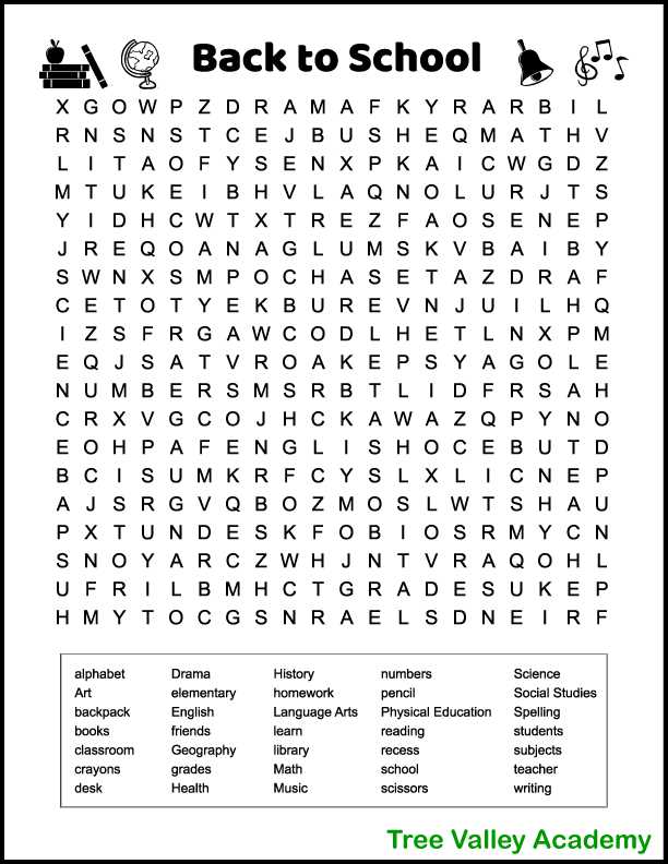 La sala de clase word search answers