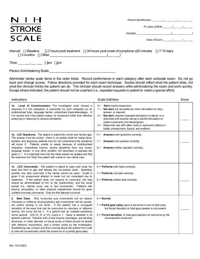 Nih stroke scale exam answers