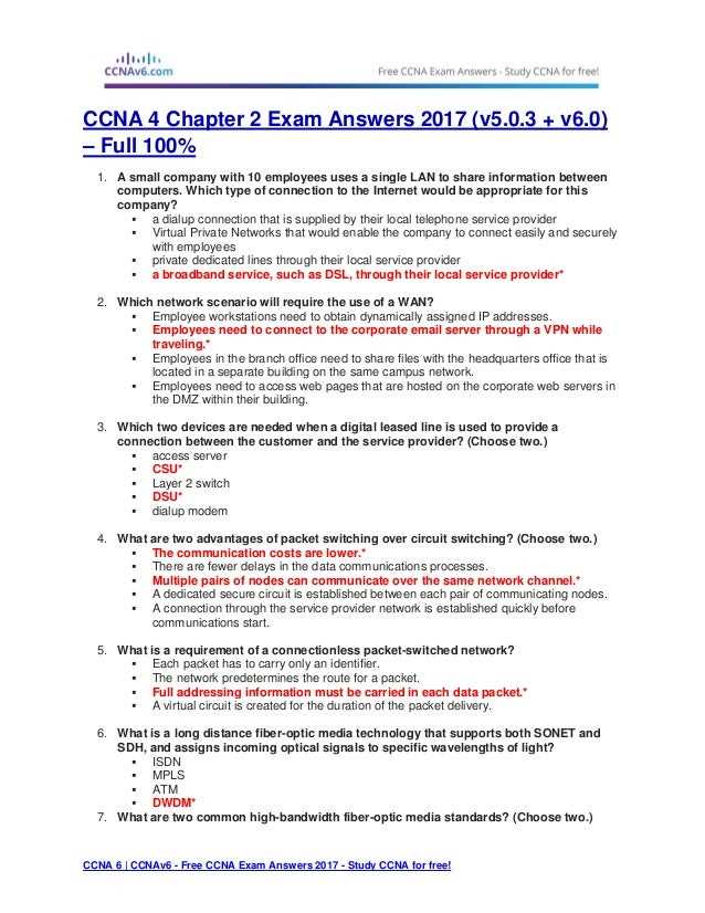 Chapter 7 cisco exam answers