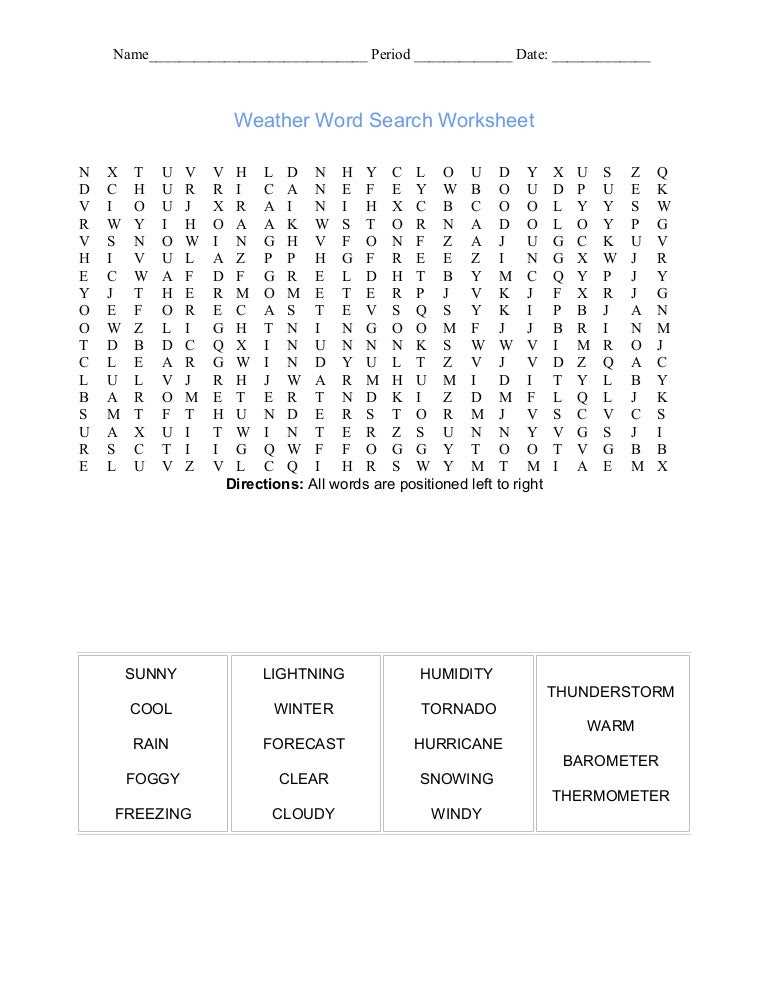 Weather word search answers