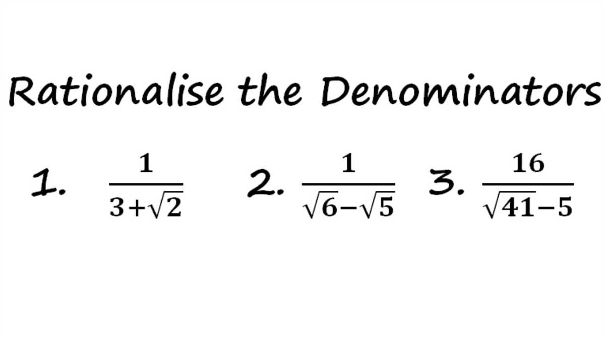 Rationalizing the denominator worksheet answers