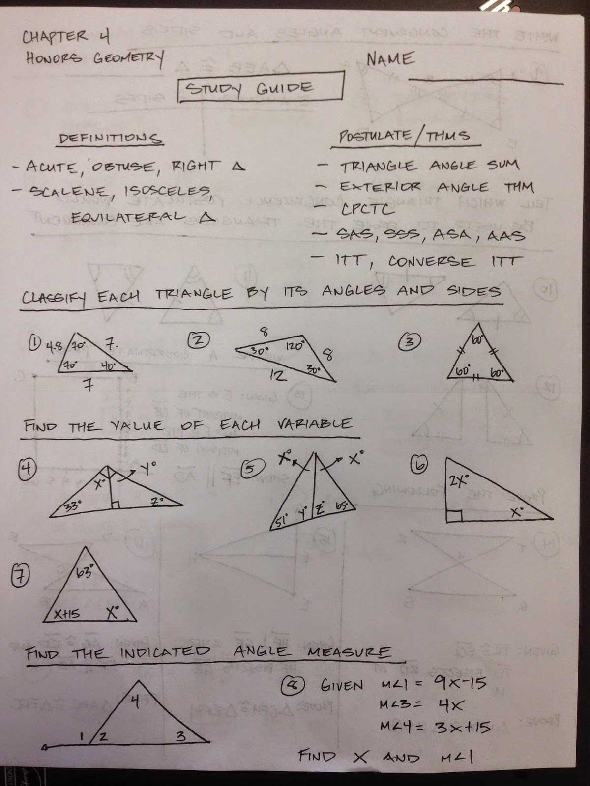 Unit 6 test study guide similar triangles answer key