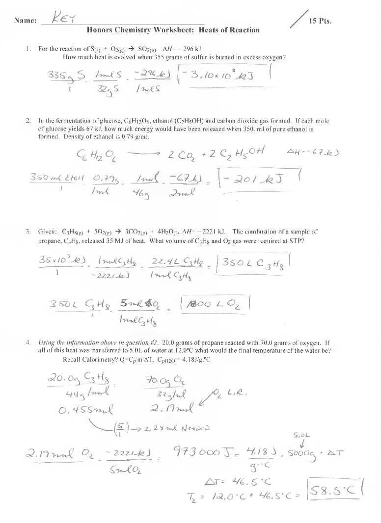 Mole ratio worksheet answer key